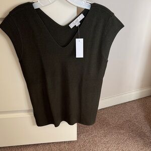 LOFT Women's Dark Olive V-Neck Blouse